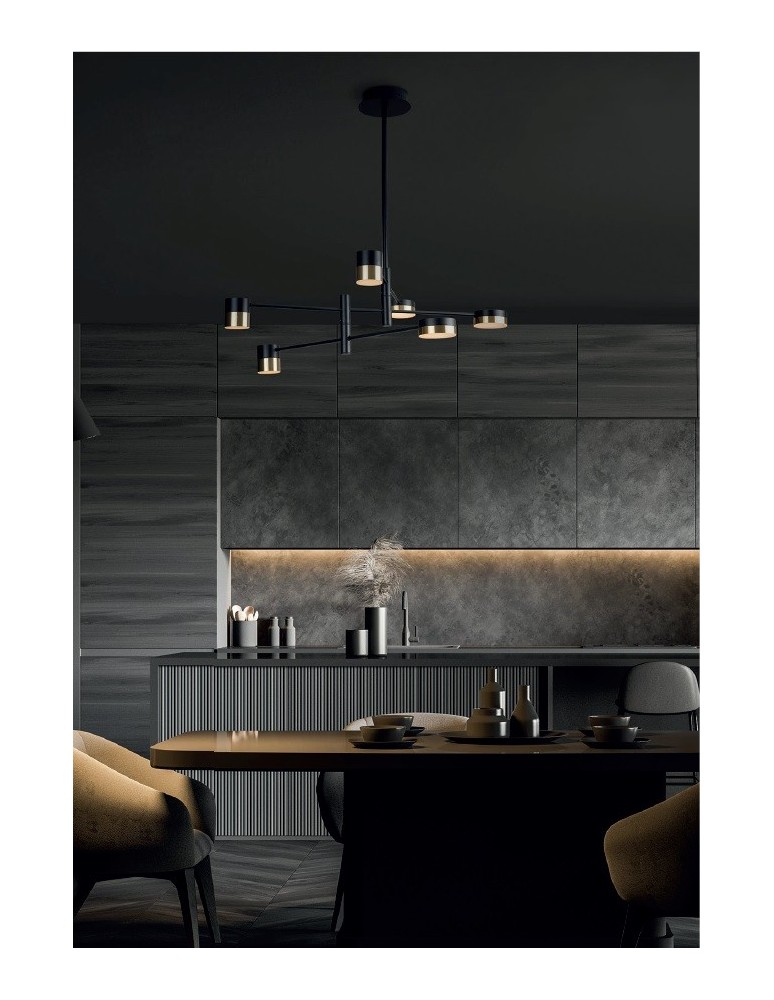 LED pendant lamps - Maxlight Puma LED Pendant Lamp 6X 7W Black/Gold P0405 - product kolory-swiatla.pl 2