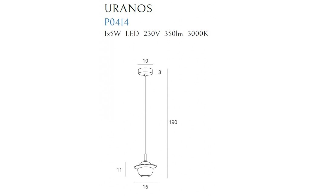 MAXlight Lampa Wisząca URANOS CZARNY LED 5W 3000K P0414