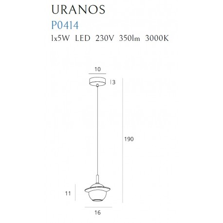 MAXlight Lampa Wisząca URANOS CZARNY LED 5W 3000K P0414