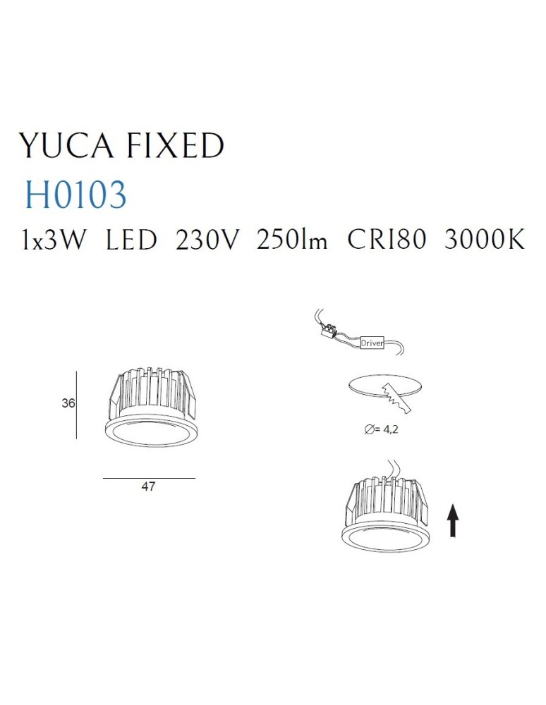 Round flush-mounted lamps - Maxlight Max Yuca Fixed Black 3W recessed luminaire H0103 - product kolory-swiatla.pl 4