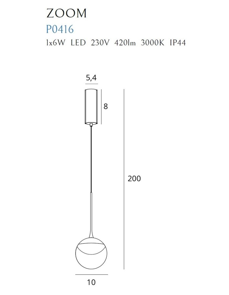 LED pendant lamps - Maxlight Zoom Black 6W LED P0416 Pendant Lamp. - product kolory-swiatla.pl 5