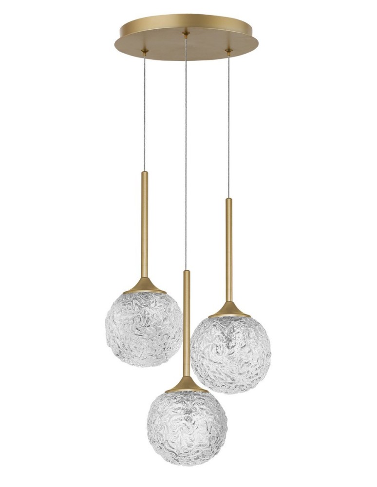 Brass-colored pendant lamps - Luces Exclusivas PASTO Pendant 3x5W LED gold brass LE41741 - product kolory-swiatla.pl 1