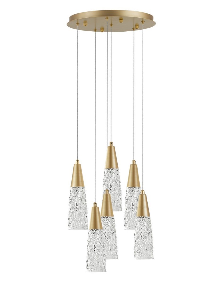 Brass-colored pendant lamps - Luces Exclusivas PENCO Pendant 6x5W G9 LED gold brass LE41744 - product kolory-swiatla.pl 1