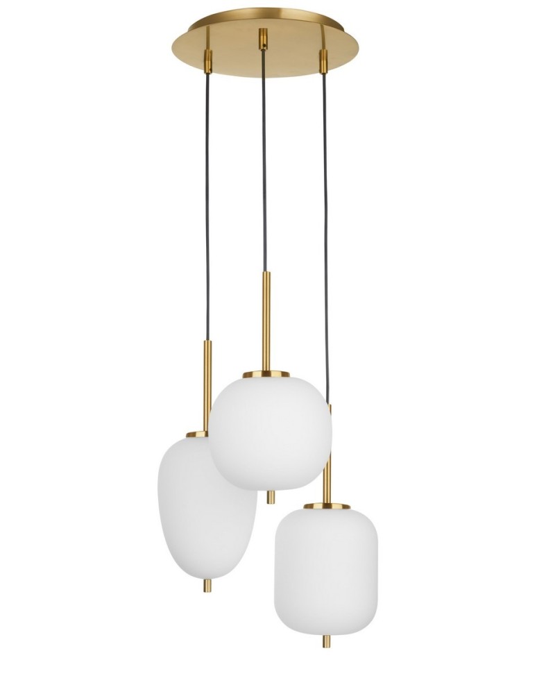 Pendant lamps - Luces Exclusivas PILAR Pendant 3xE14 LED white/antique brass LE41761 - product kolory-swiatla.pl 1