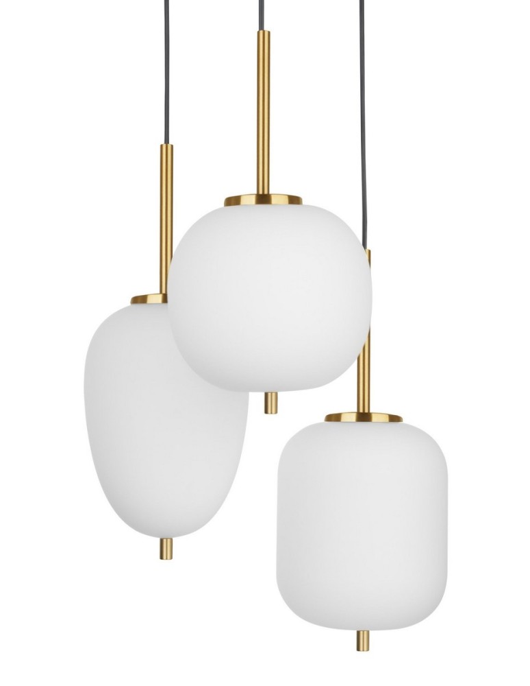 Pendant lamps - Luces Exclusivas PILAR Pendant 3xE14 LED white/antique brass LE41761 - product kolory-swiatla.pl 2