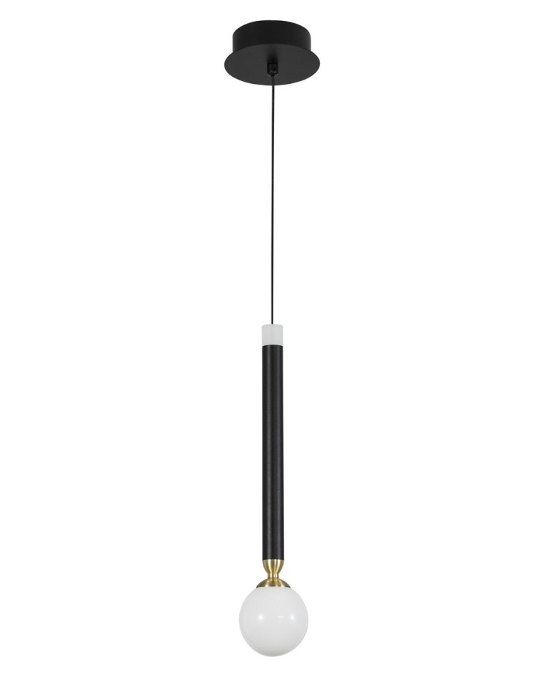 LED pendant lamps - Luces Exclusivas UNION Pendant LED 5W 250lm 3000K black/brass/opal LE41810 - product kolory-swiatla.pl 1