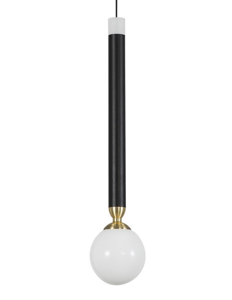LED pendant lamps - Luces Exclusivas UNION Pendant LED 5W 250lm 3000K black/brass/opal LE41810 - product kolory-swiatla.pl 2