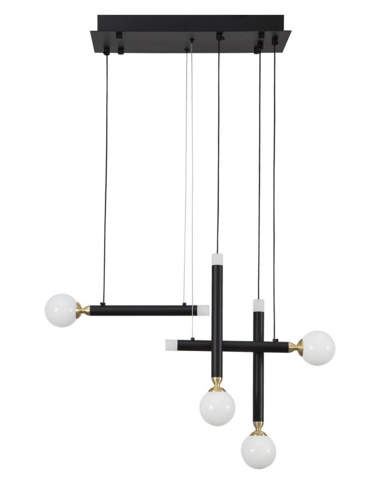 Designer pendant lamps - Luces Exclusivas UNION Pendant LED 20W 1000lm 3000K black/brass/opal LE41811 - product kolory-swiatla.pl 1