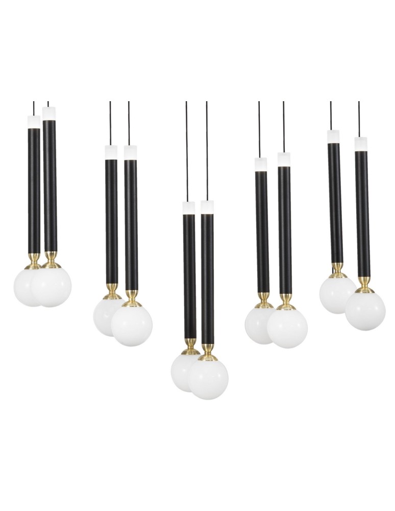 LED pendant lamps - Luces Exclusivas UNION LED Pendant 50W 2400lm 3000K black/brass/opal LE41812 - product kolory-swiatla.pl 2