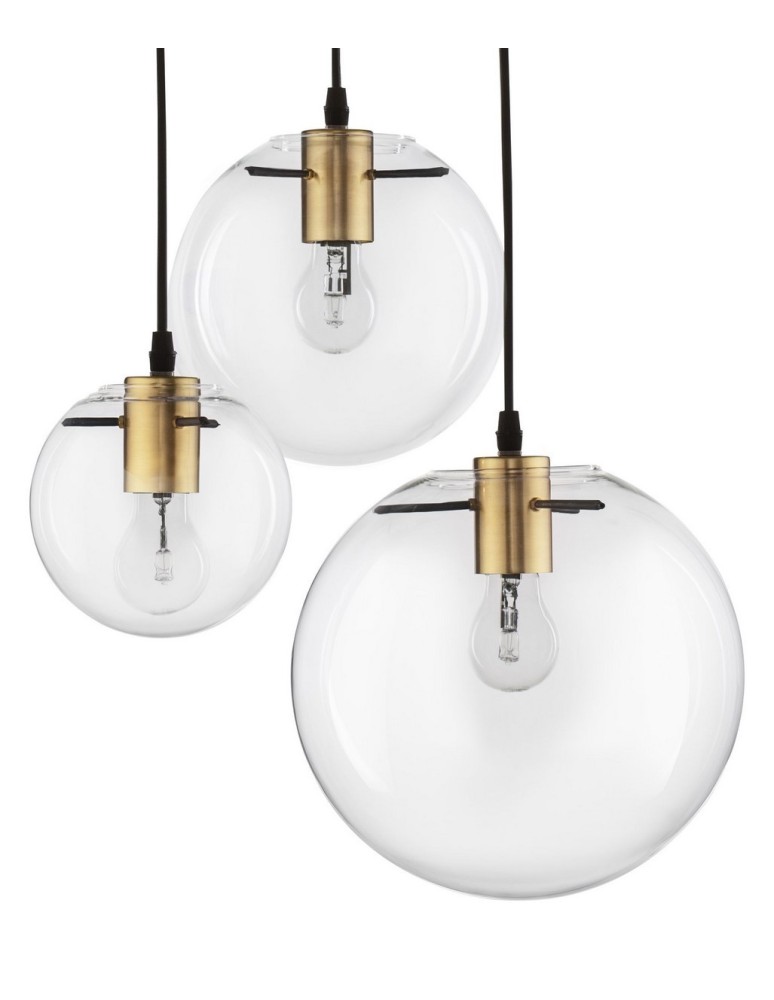 Pendant lamps - Luces Exclusivas UPATA Pendant 3xE27 LED transparent/black/gold LE41815 - product kolory-swiatla.pl 2