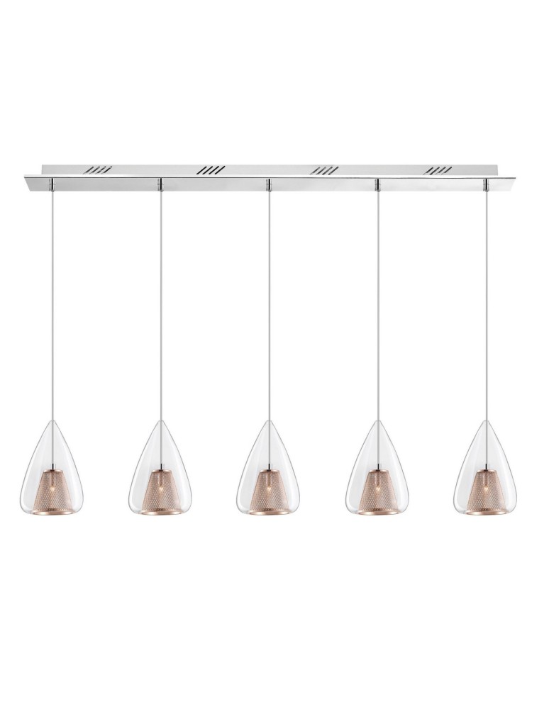 Pendant lamps on a strip - Luces Exclusivas YUMBO Pendant 5xG9 LED copper LE41840 - product kolory-swiatla.pl 1