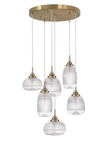 Luces Exclusivas AHIGAL Pendant 6xE14 LED satin gold LE41848