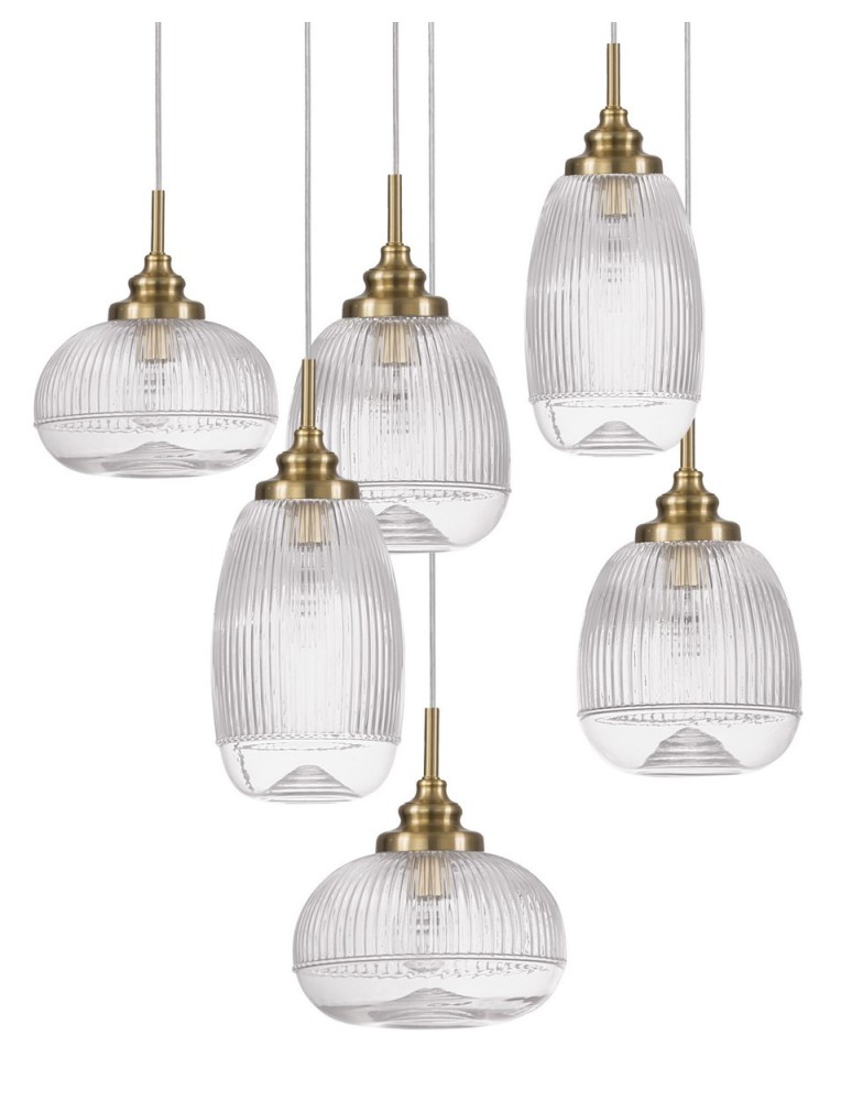 Pendant lamps - Luces Exclusivas AHIGAL Pendant 6xE14 LED satin gold LE41848 - product kolory-swiatla.pl 2