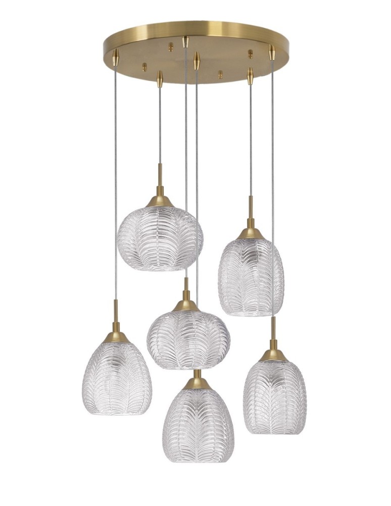 Pendant lamps - Luces Exclusivas ALCALA Pendant 6xE27 LED satin gold LE41855 - product kolory-swiatla.pl 1