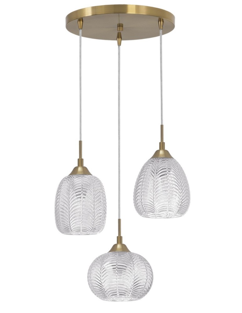 Pendant lamps - Luces Exclusivas ALCALA Pendant 3xE27 LED satin gold LE41857 - product kolory-swiatla.pl 1