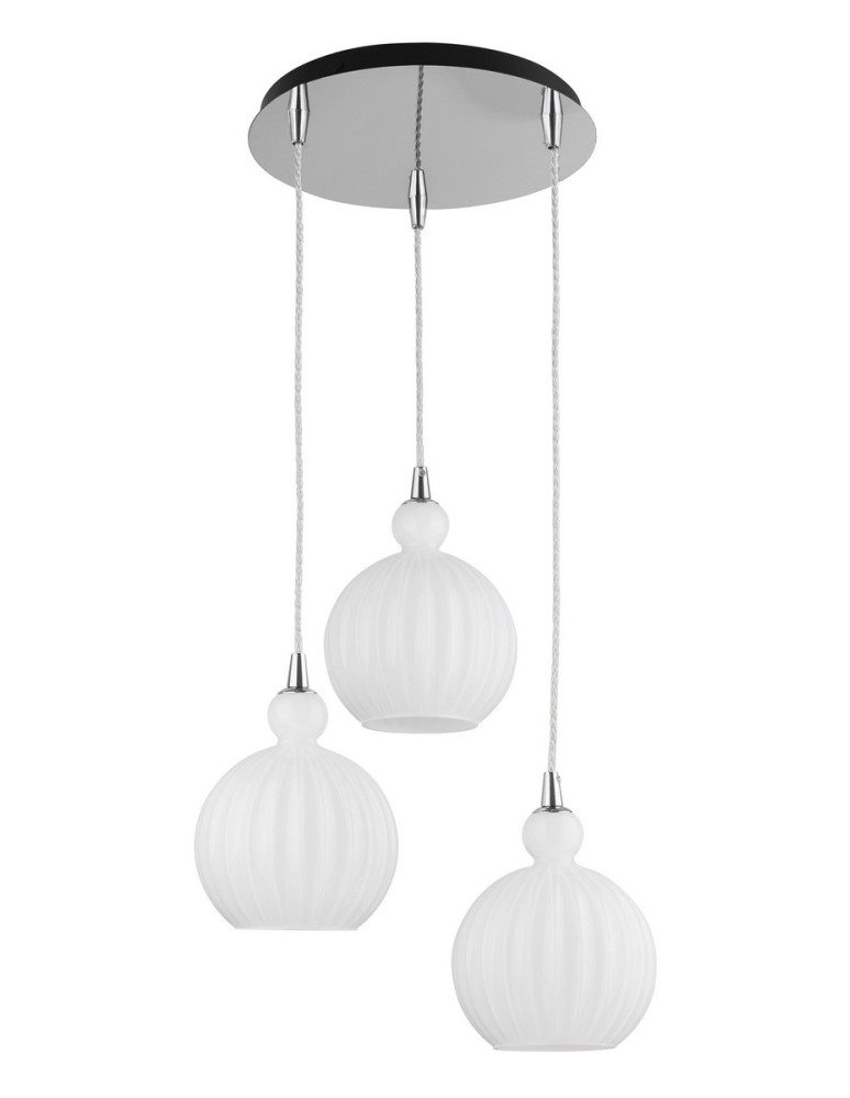 Pendant lamps - Luces Exclusivas AVILES Pendant 3xE27 LED opal/chrome LE41886 - product kolory-swiatla.pl 1