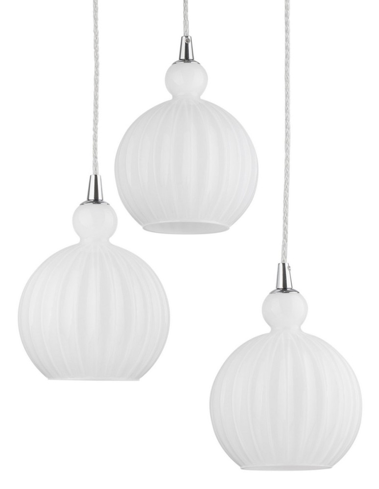 Pendant lamps - Luces Exclusivas AVILES Pendant 3xE27 LED opal/chrome LE41886 - product kolory-swiatla.pl 2