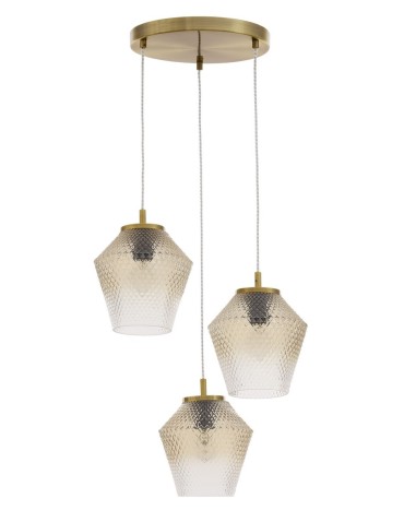 Luces Exclusivas BERRIO Pendant 3xE27 LED brass/cognac LE41898