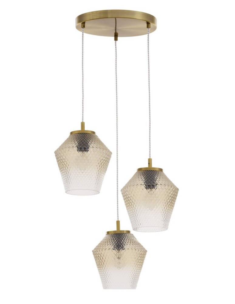 Triple pendant lamps - Luces Exclusivas BERRIO Pendant 3xE27 LED brass/cognac LE41898 - product kolory-swiatla.pl 1