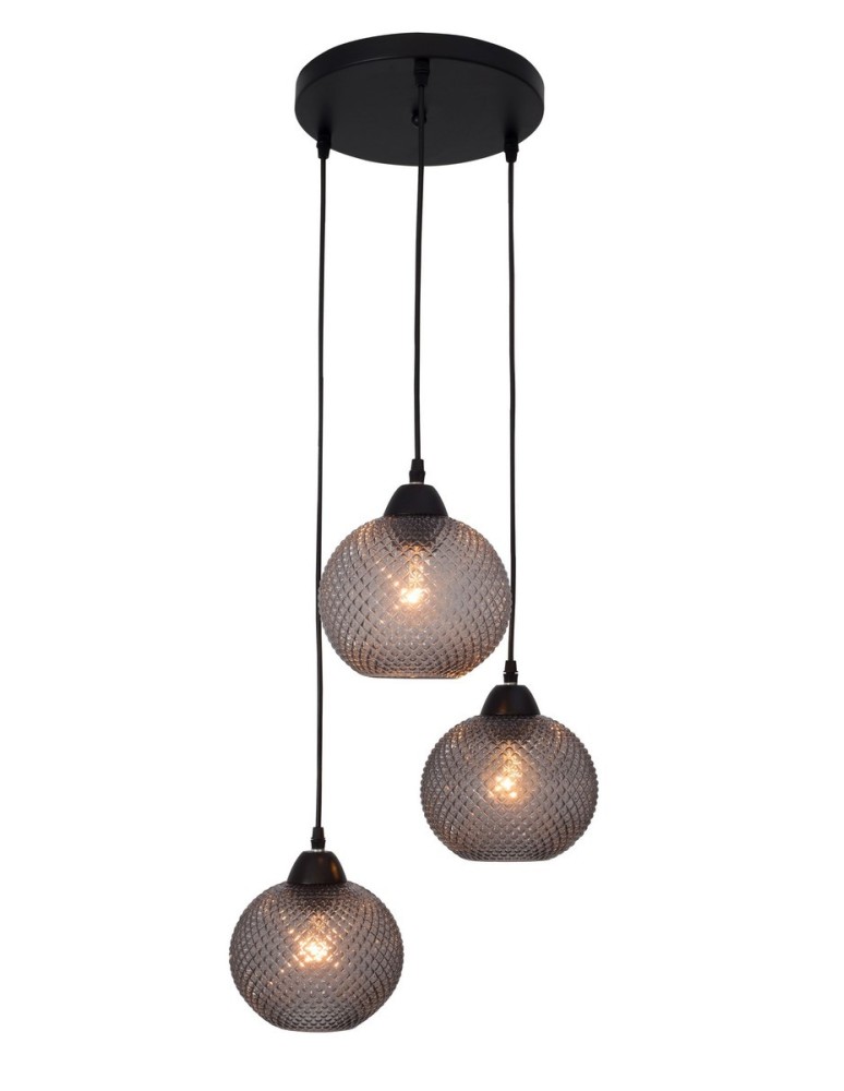 Triple pendant lamps - Luces Exclusivas BUENOS Pendant 3xE27 LED grey/black LE41914 - product kolory-swiatla.pl 1