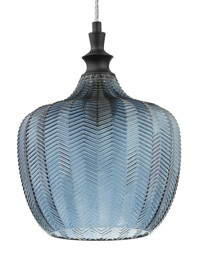 Blue pendant lamps - Luces Exclusivas BURGOS Pendant 1xE27 LED blue/black matte LE41917 - product kolory-swiatla.pl 2