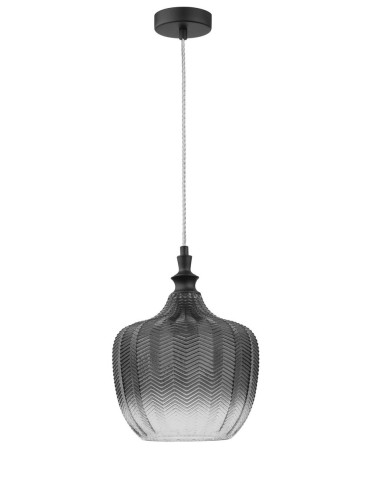 Luces Exclusivas BURGOS Wisząca 1xE27 LED szary dymiony/czarny mat LE41918