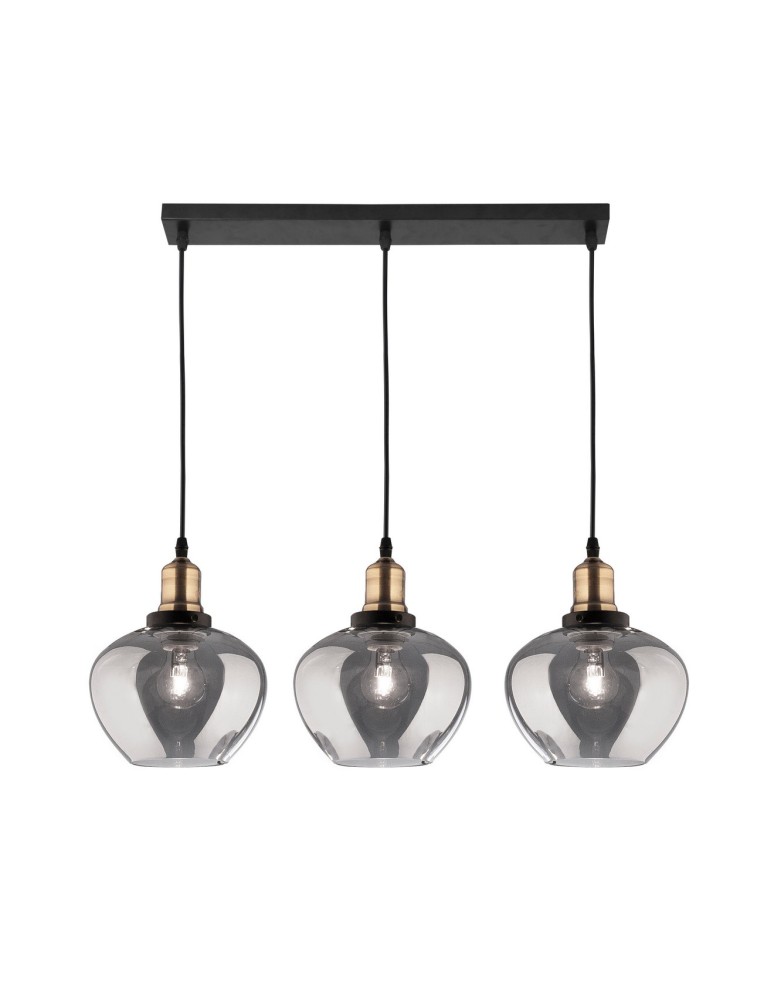 Triple pendant lamps - Luces Exclusivas CALDAS Pendant 3xE27 LED black/smoke LE41927 - product kolory-swiatla.pl 1