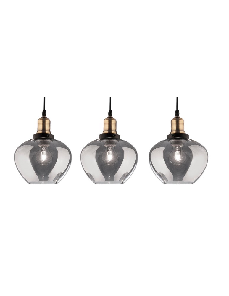 Triple pendant lamps - Luces Exclusivas CALDAS Pendant 3xE27 LED black/smoke LE41927 - product kolory-swiatla.pl 2