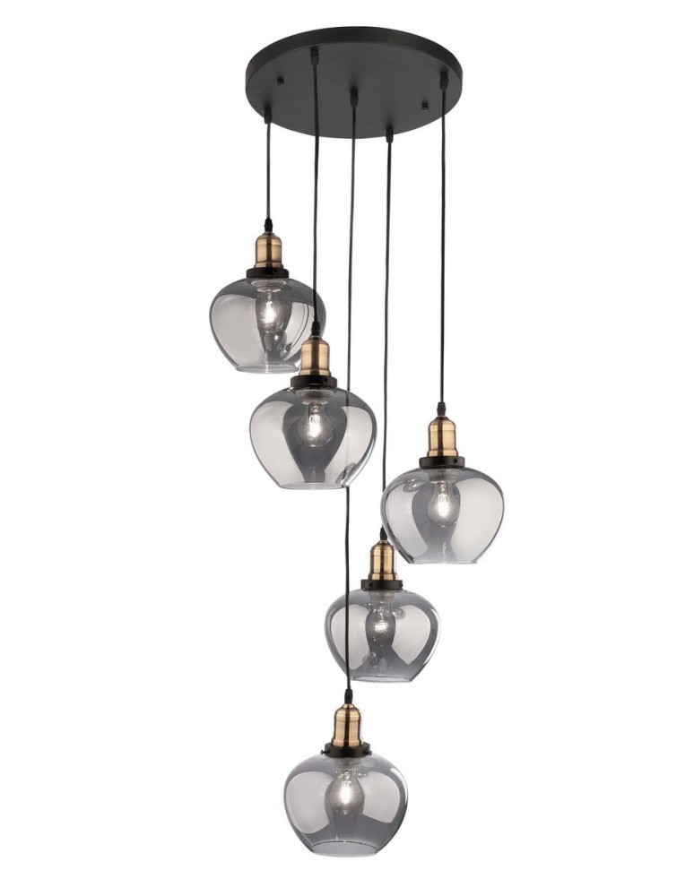 Pendant lamps - Luces Exclusivas CALDAS Pendant 5xE27 LED black/smoke LE41928 - product kolory-swiatla.pl 1