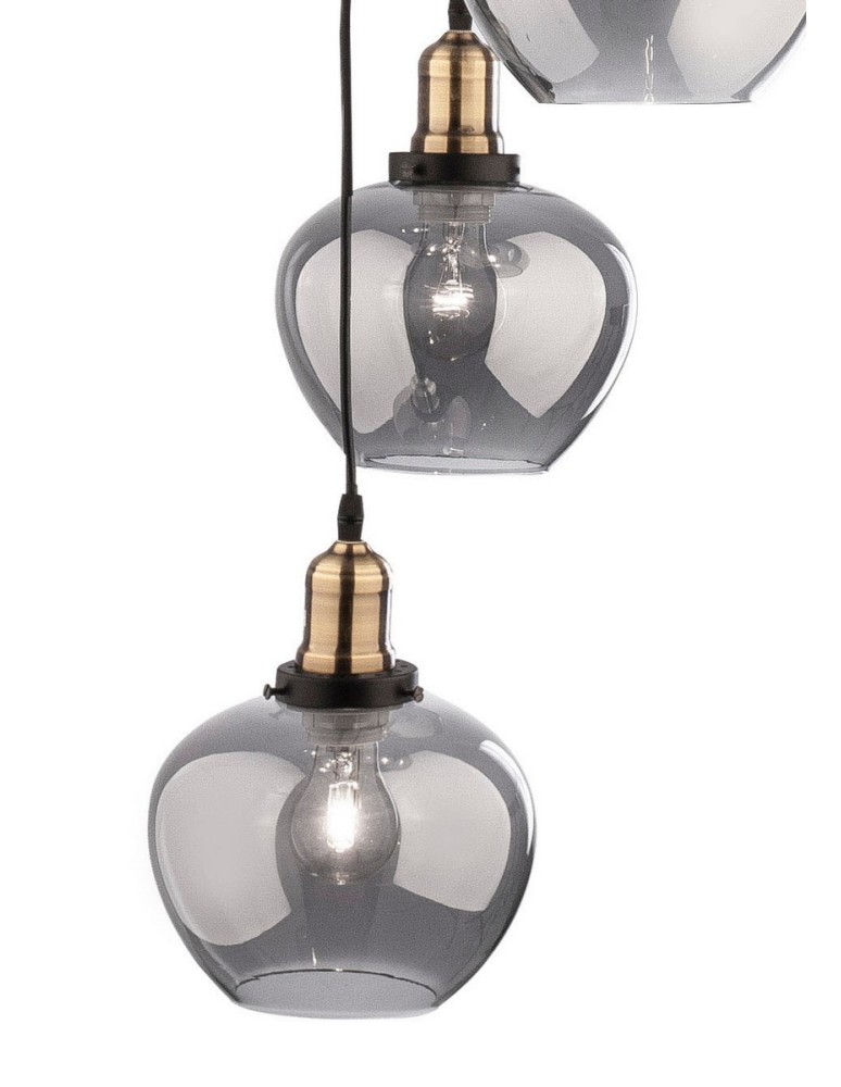 Pendant lamps - Luces Exclusivas CALDAS Pendant 5xE27 LED black/smoke LE41928 - product kolory-swiatla.pl 2