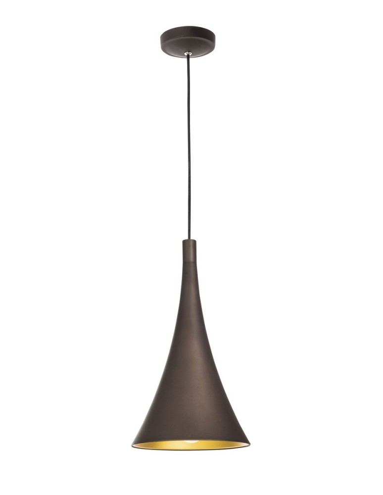 Pendant lamps - Luces Exclusivas CUARTO Pendant 1xE27 LED dark brown/gold LE41980 - product kolory-swiatla.pl 1