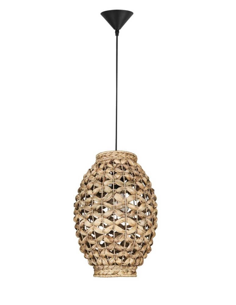 Boho pendant lamps - Luces Exclusivas PARANA Pendant 1xE27 LED natural/black LE42132 - product kolory-swiatla.pl 1
