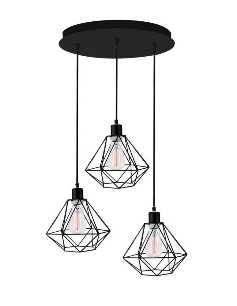 Triple pendant lamps - Luces Exclusivas PUERTO Pendant 3xE27 LED black LE42167 - product kolory-swiatla.pl 1