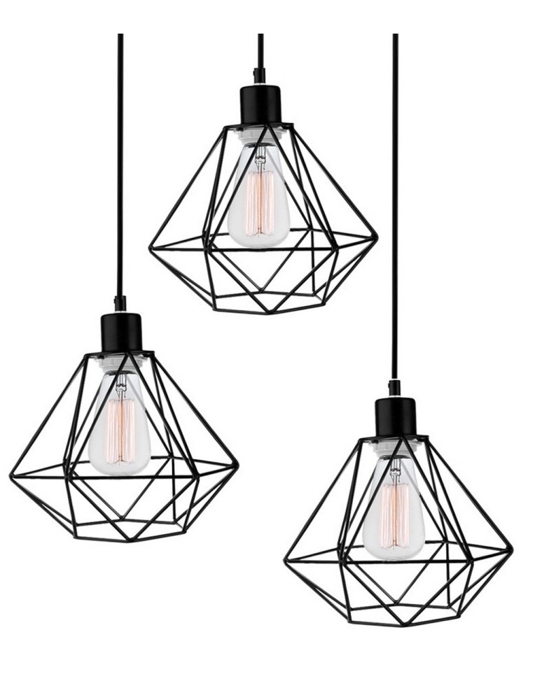 Triple pendant lamps - Luces Exclusivas PUERTO Pendant 3xE27 LED black LE42167 - product kolory-swiatla.pl 2