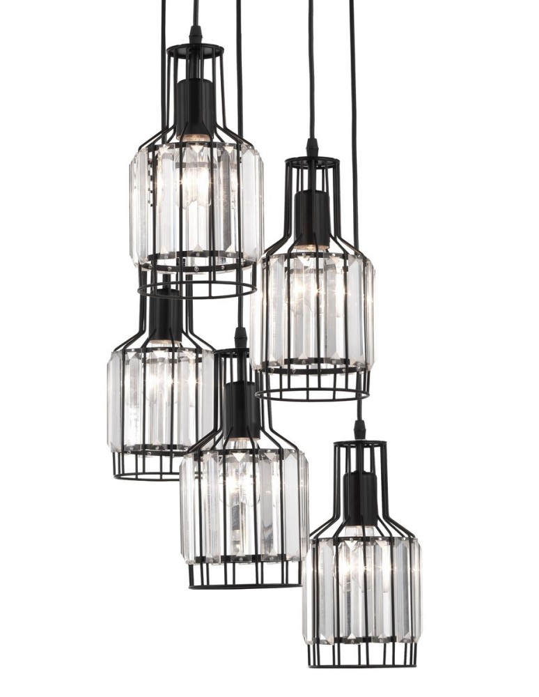 Pendant lamps - Luces Exclusivas TANDIL Pendant 5xE27 LED black LE42178 - product kolory-swiatla.pl 2