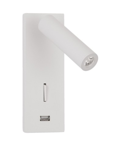 Luces Exclusivas ZARZAL USB Wall LED 3W 210lm 3000K white LE42224