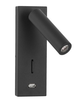 Luces Exclusivas ZARZAL USB Wall LED 3W 210lm 3000K black LE42225