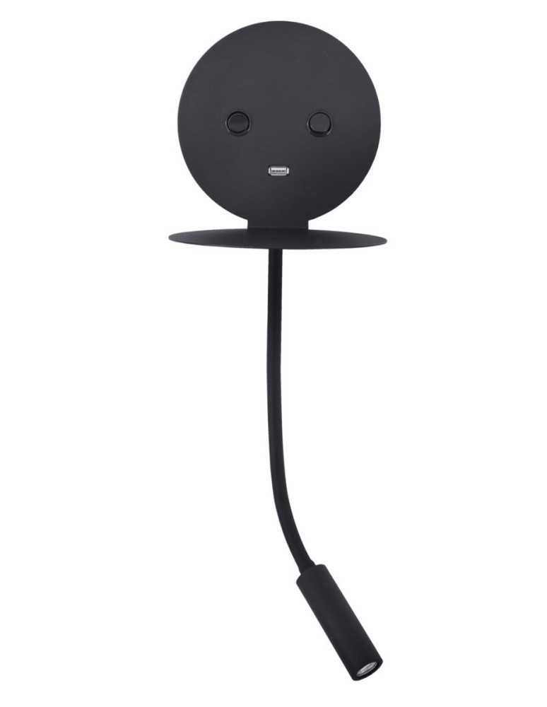 Reading wall lamps - Luces Exclusivas ACACIAS USB Wall LED 6W+3W 520lm 3000K black LE42227 - product kolory-swiatla.pl 1