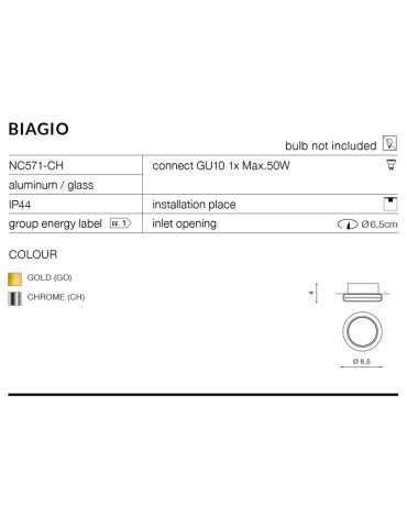 Azzardo BIAGIO GOLD 1xGU10 Recessed Gold IP44 AZ1493 - product 2