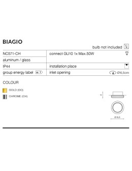 Azzardo BIAGIO GOLD 1xGU10 Wpuszczana Złoty IP44 AZ1493 - produkt 2
