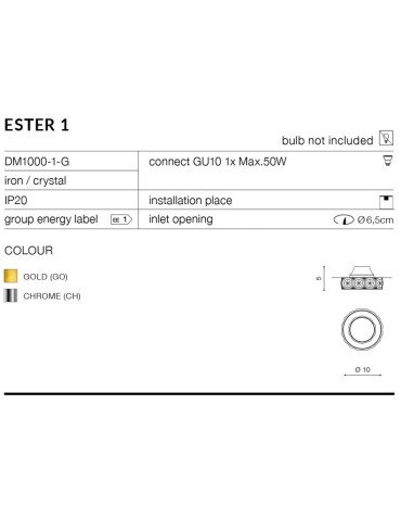 Azzardo ESTER 1 GOLD 1xGU10 Recessed Gold AZ1450 - product 2