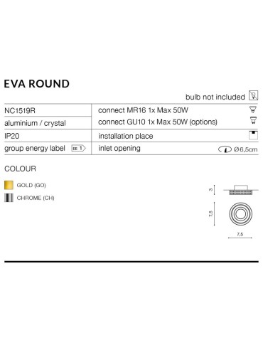 Azzardo EVA ROUND CHROME 1xGU10 Recessed Chrome AZ1458 - product 2