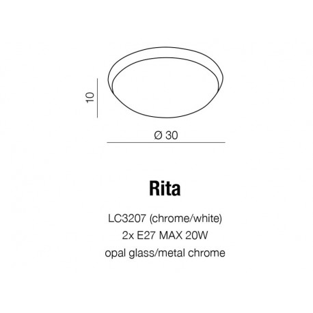 Azzardo RITA 2xE27 Sufitowa i Ścienna Biały/Chrom IP54 AZ1307