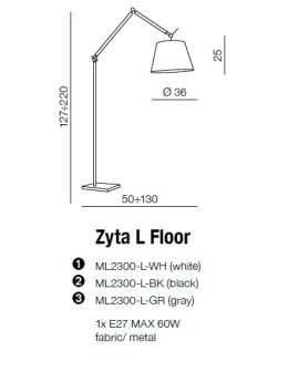 AZzardo ZYTA FLOOR Black ML2300-L BK Floor Lamp. - product 2