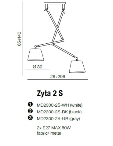 AZzardo ZYTA 2S Biały MD2300-2S WH Wisząca - produkt 2