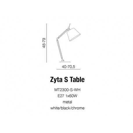 AZzardo ZYTA S Black MT2300-S BK Desk Lamp.
