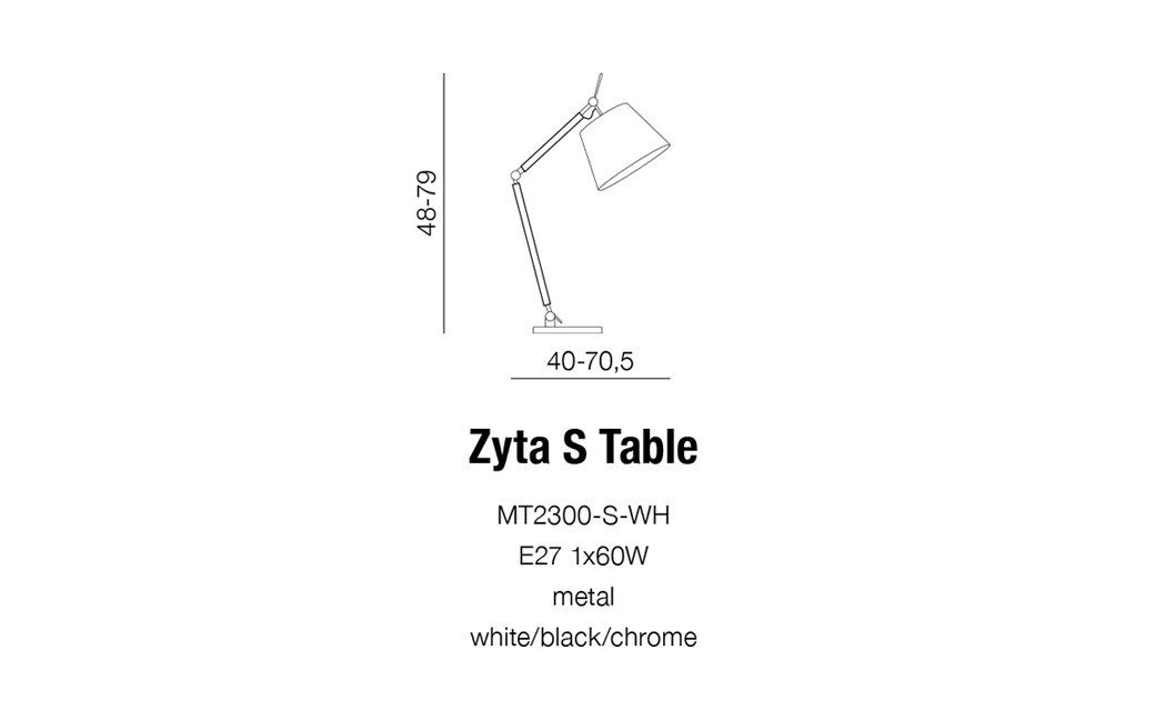AZzardo ZYTA S White MT2300-S WH Desk Lamp.