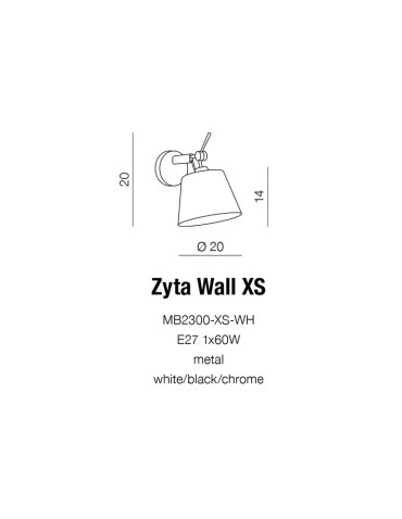 AZzardo ZYTA WALL XS Czarny S BK Kinkiet AZ2413 - produkt 2