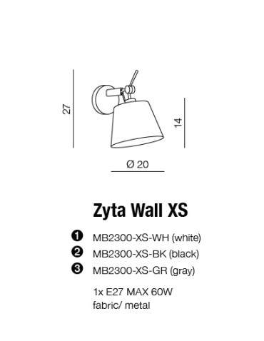 AZzardo ZYTA WALL XS White MB2300-XS WH Wall lamp. - product 2