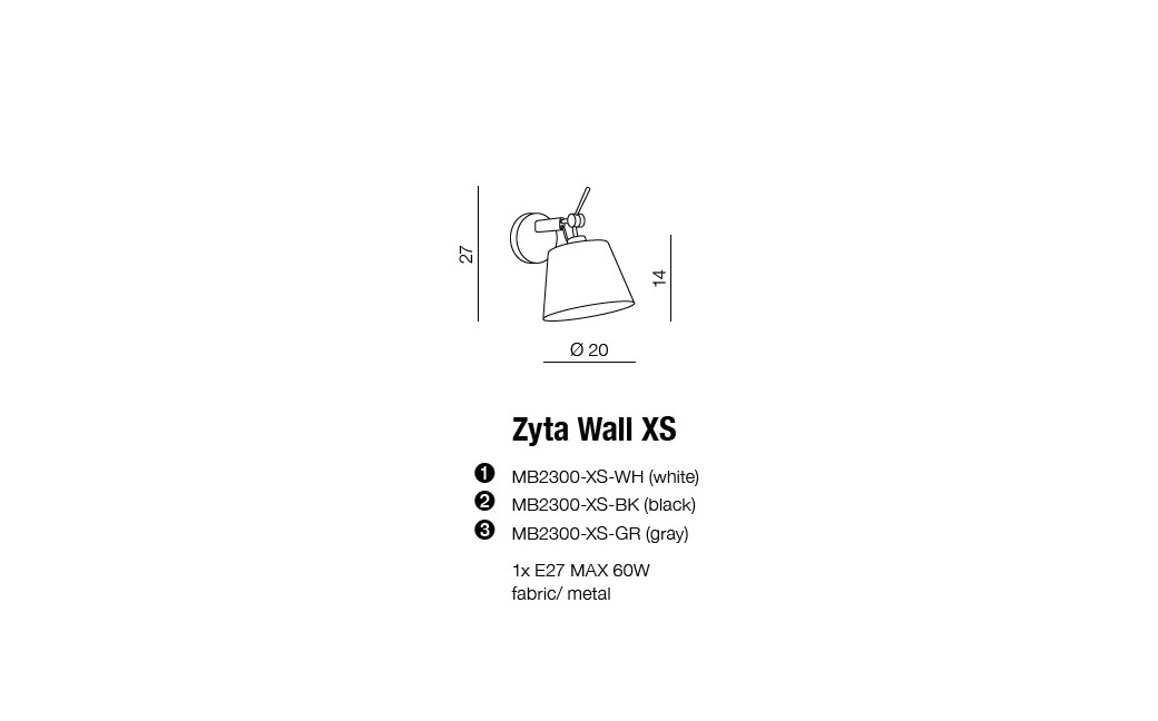 AZzardo ZYTA WALL XS Biały MB2300-XS WH Kinkiet